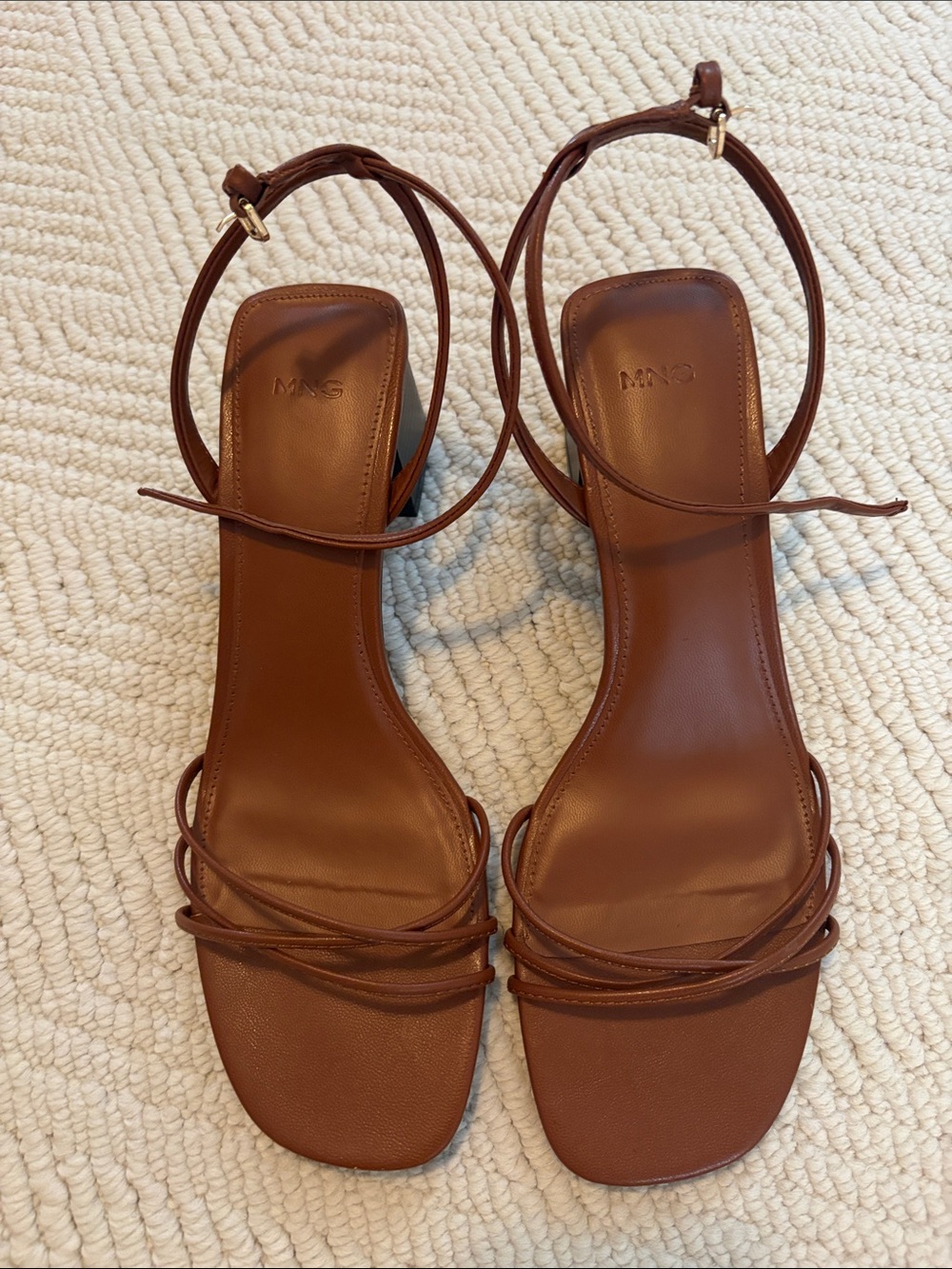 Mango block heel sandals with strap brown 39 - Picture 2 of 4